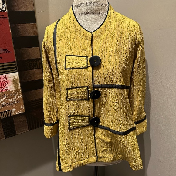 Ali Miles Jackets & Blazers - Ali Miles Mustard Yellow Artsy Swing Jacket - DARLING!!